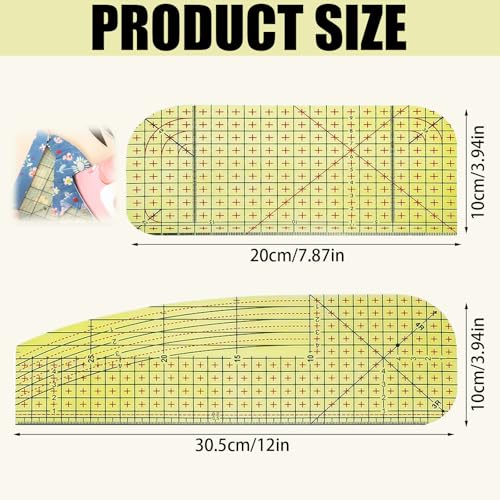 Saituo Home Règle de Repassage à Chaud 2 Pièces pour Repassage Précis, Outil Spécial Fer à Repasser en Résine Universell
